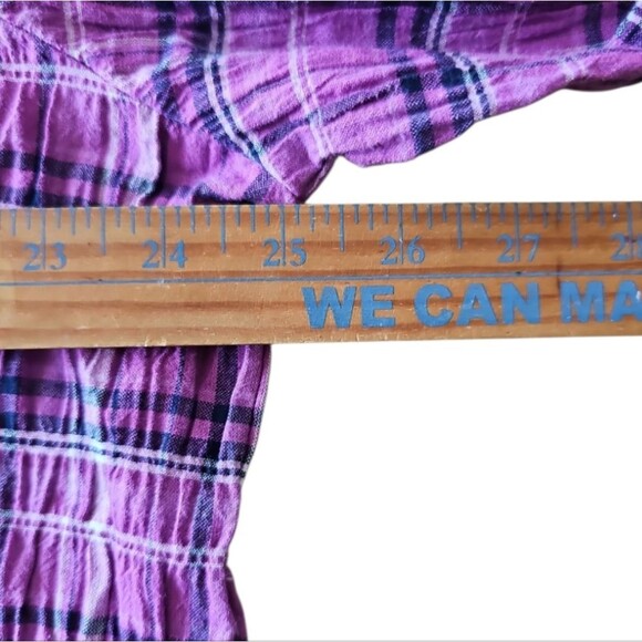 Allison Daley NWT Sz 1X Button Front Plaid Shirt Pink Purple Check Lightweight - Picture 14 of 16